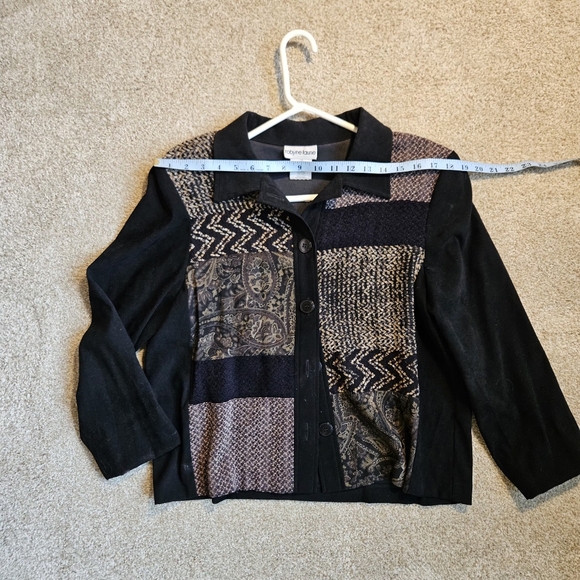 Robyne Faune | Size 14P Women's | Black and Patchwork Button-Up Jacket - Picture 8 of 10